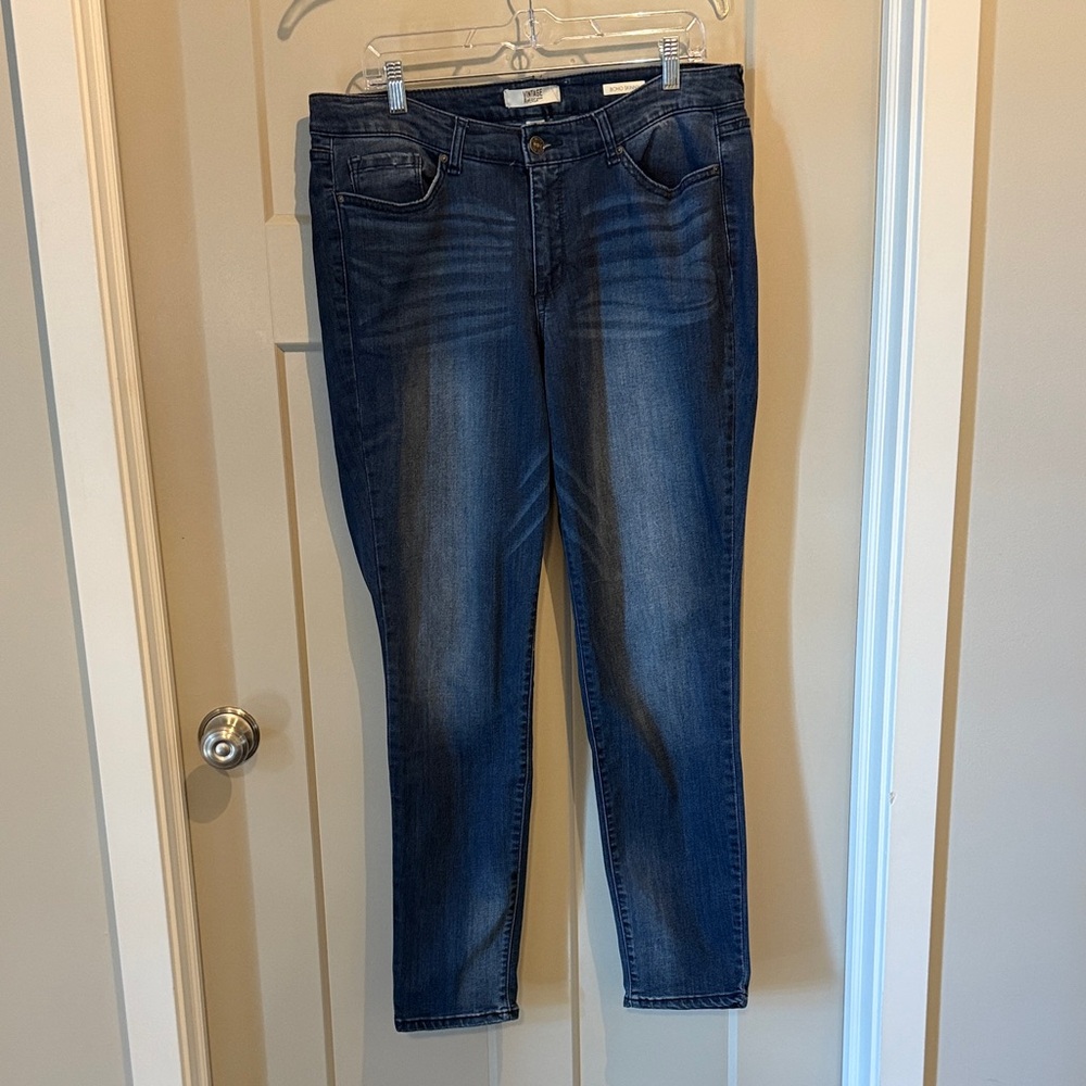 Vintage America Deep Indigo Boho Skinny Jeans Size 14/32